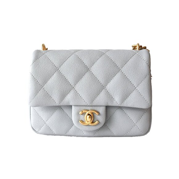 Chanel Caviar Quilted Mini Sweetheart Flap Bag Gold Hardware Light Grey - Picture 1 of 9